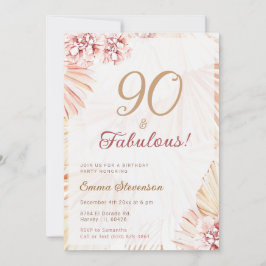 Invitación Boho Bohemian 90 y Fabulosas Damas 90 cumpleaños