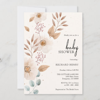 Invitación Boho Bohemian Chica floral castellano ruso Baby Sh