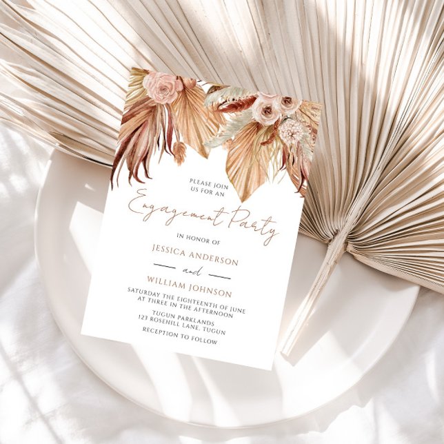 Invitación Boho Bohemian Floral Terracotta Engagement Party (Subido por el creador)