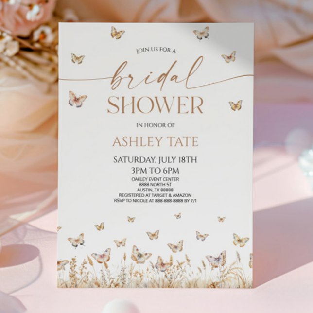 Invitación Boho Bohemie Butterfly Wildflower Bridal Shower (Subido por el creador)