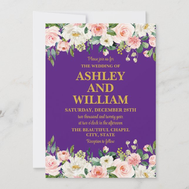 Invitación Boho Boho Bohemian Pink & Gold Boda de la vegetaci (Anverso)