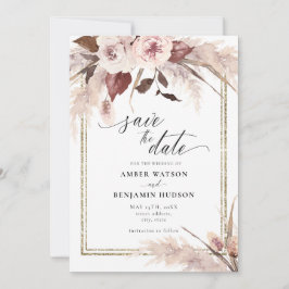 Invitación Boho Boho Boho Floral Pampas Salva La Fecha