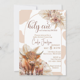 Invitación boho boho boho pampas hierba gemelos bebé ducha