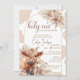 Invitación boho boho boho pampas hierba gemelos bebé ducha