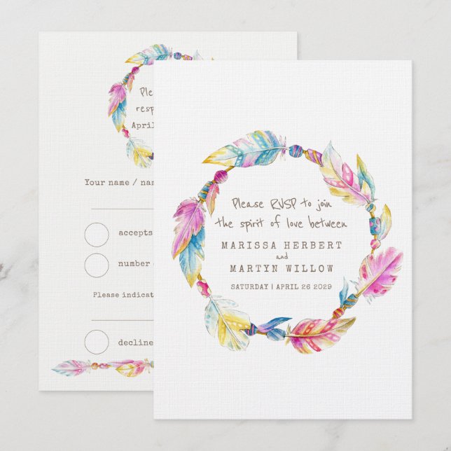 Invitación Boho boho de boho de bodas de la guerra tribal nat (Anverso / Reverso)
