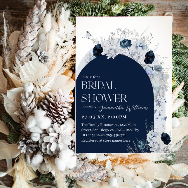 Invitación Boho Boho de la Marina Floral de Invierno (Subido por el creador)