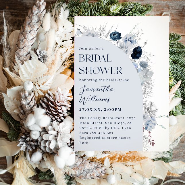 Invitación Boho Boho de la Marina Floral de Invierno (Subido por el creador)