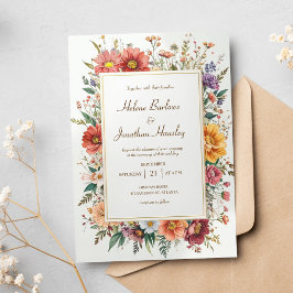 Invitación Boho Boho Floral Flor Vintage Elegante Boda