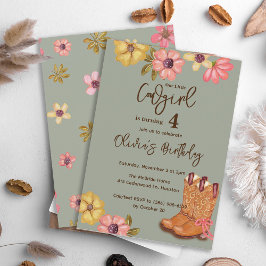 Invitación Boho Boho Flowers occidental Boots Cumpleaños