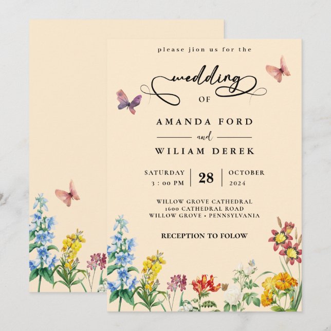 Invitación Boho Boho Garden Wedding (Anverso / Reverso)