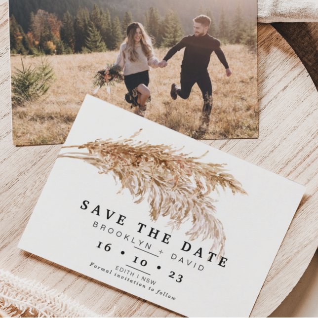 Invitación Boho Boho Pampas Grass Boho Wedding Save The Date  (Subido por el creador)