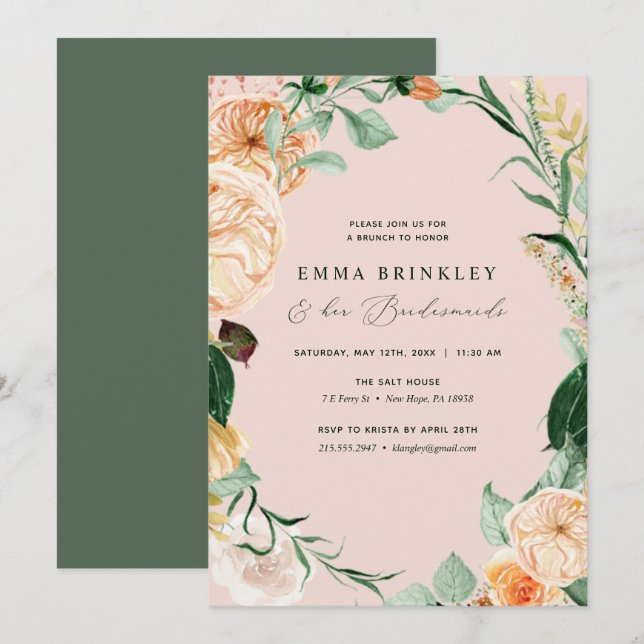 Invitación Boho Boho Pink Bridesmaids Luncheon Brunch (Anverso / Reverso)