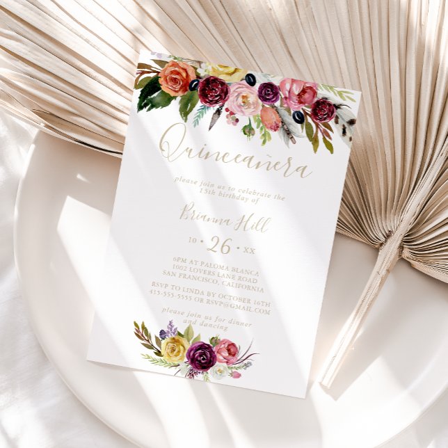 Invitación Boho Boho Tropical Floral Quinceañera (Subido por el creador)