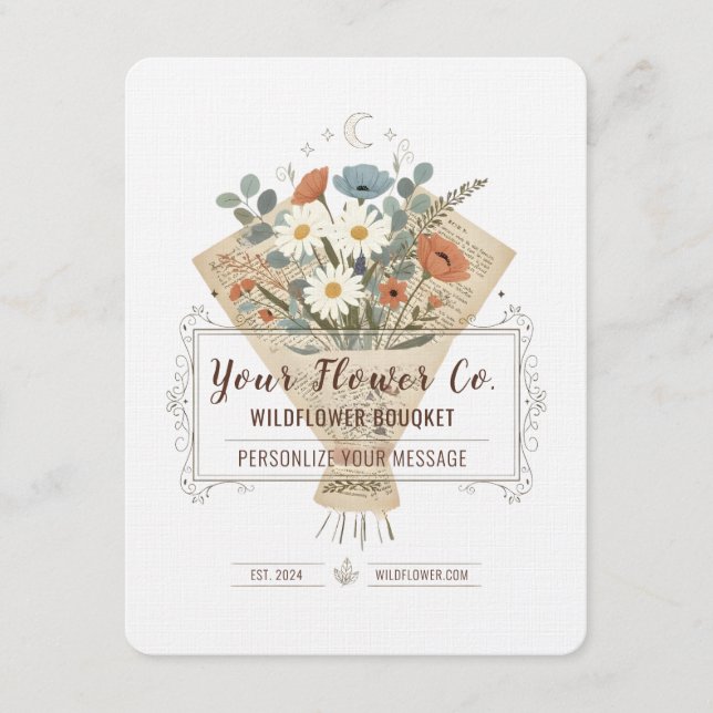 Invitación Boho Book-Page Flowers Personalized Art (Anverso)