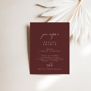 Invitación Boho Borgoña Elegante Minimalista ducha de novia e