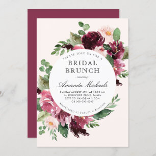 Invitación Boho Borgoña Verdor Floral Bridal Brunch Ducha