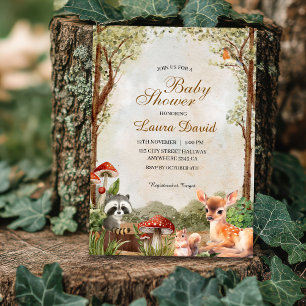 Invitación Boho Bosque Bosques Animales de Woodland Rústico B