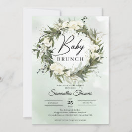 Invitación Boho Bosque vegetación follaje roses blancos brunc