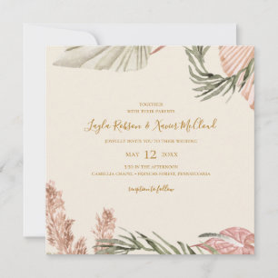 Invitación Boho Botanical   Boda simple de la plaza verde oli