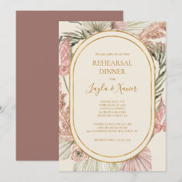 Invitación Boho Botanical | Cena de ensayo Rosa agitada