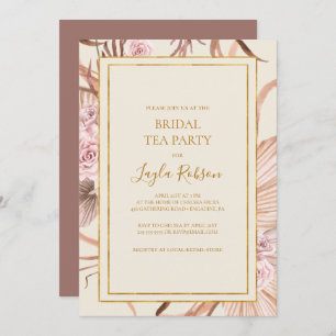 Invitación Boho Botanical   Dusty Rosa Bridal Tea Fiesta
