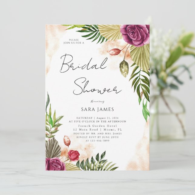 Invitación Boho-Botanical Elegance Bridal Shower Invitation (Anverso de pie)
