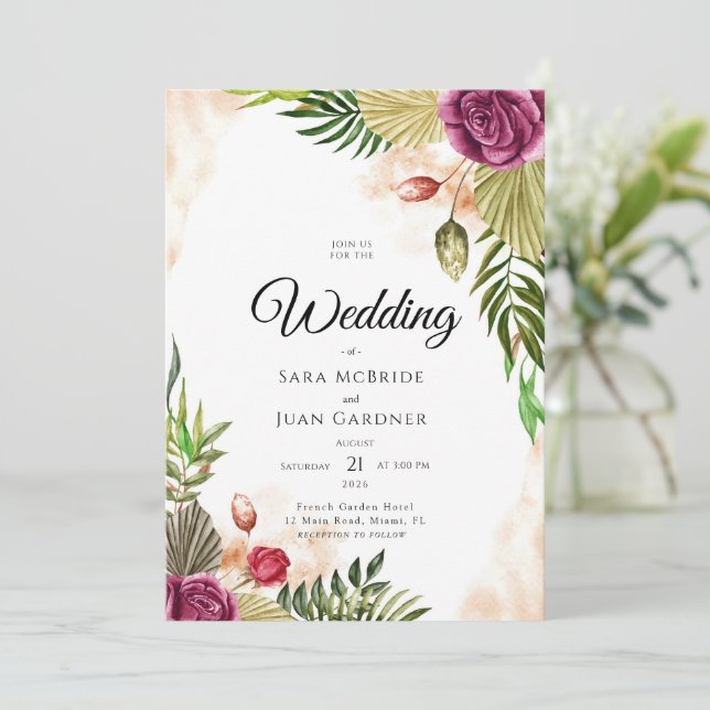 Invitación Boho Botanical Elegance Wedding Invitation (Anverso de pie)