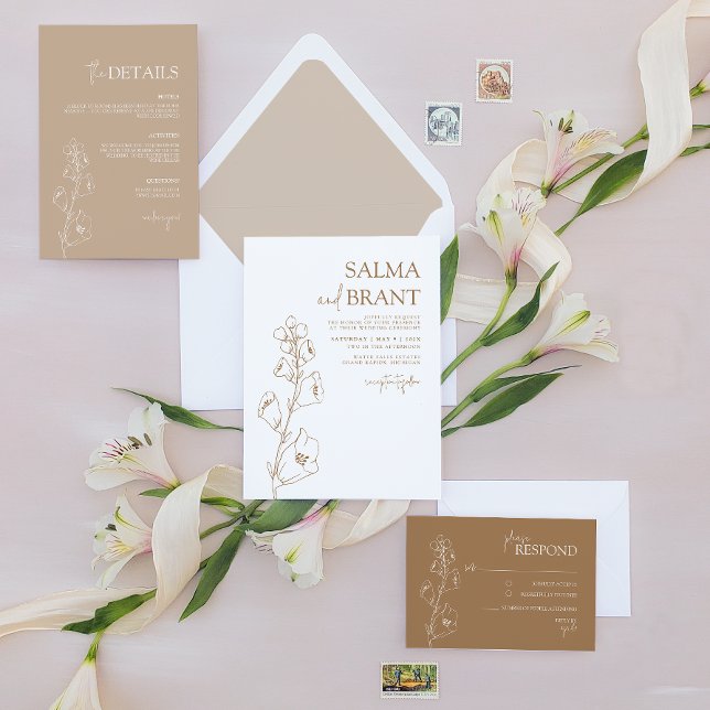 Invitación Boho Botanical ・ Minimalista Floral Moderna (Boho Botanical • Modern Floral Wedding Invitation. Elegant, modern and playful.)