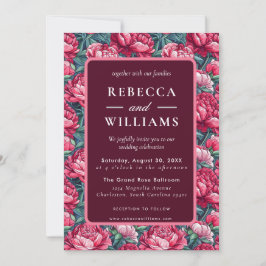 Invitación Boho Botanical Peonies Autumn Wedding