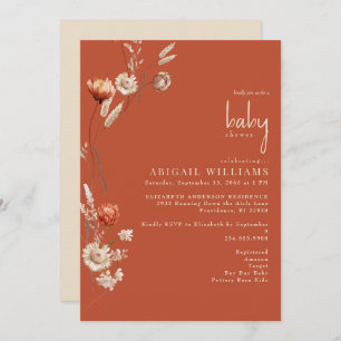 Invitación Boho Botanical Terracotta & Cream Baby Shower