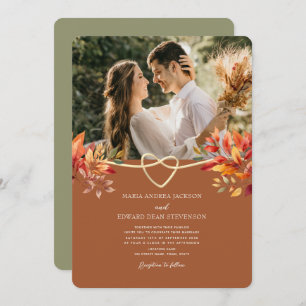 Invitación Boho Botanical Terracotta Fall Wedding
