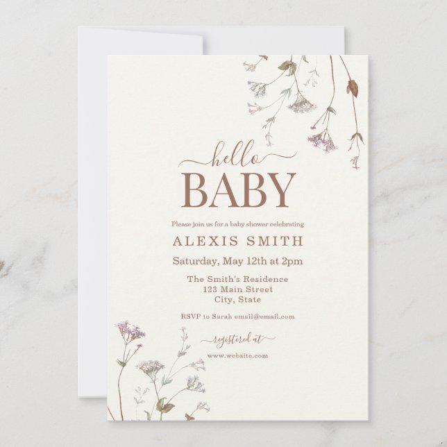 Invitación Boho Botanical Wildflower Floral Baby Shower (Anverso)