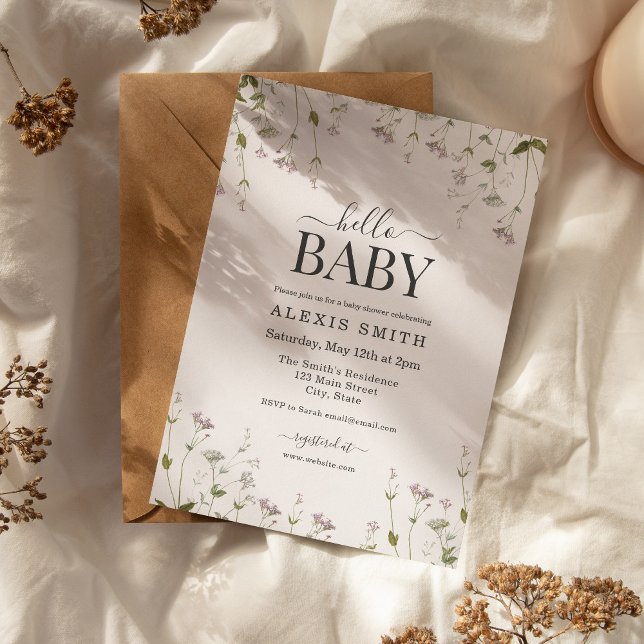 Invitación Boho Botanical Wildflower Floral Baby Shower (Boho Botanical Wildflower Floral Baby Shower Invitation)