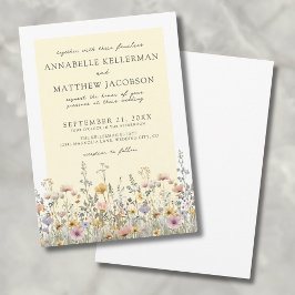 Invitación Boho Botánico Flor Silvestre Amarillo Floral Boda