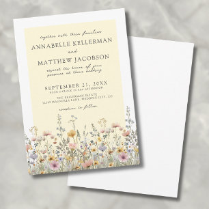 Invitación Boho Botánico Flor Silvestre Amarillo Floral Boda
