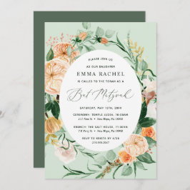 Invitación Boho Botánico Personalizado Sage Green Bat Mitzvah