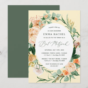 Invitación Boho Botánico Personalizado Yellow Bat Mitzvah