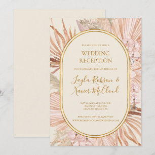 Invitación Boho Botánico Tropical   Recepción de Boda Marfil