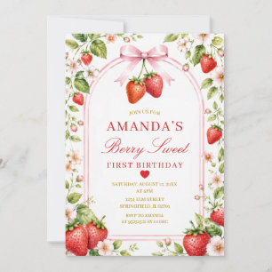 Invitación Boho Bow Berry Sweet Girl Cumpleaños Daisy 
