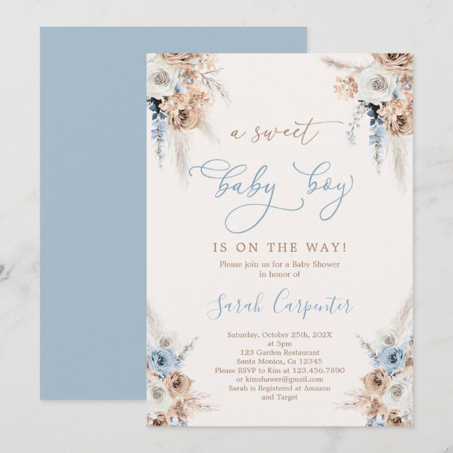 Invitación Boho Boy Baby Shower (Anverso / Reverso)