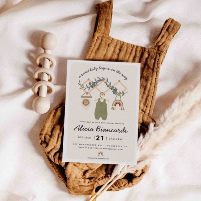 Invitación Boho Boy Baby Shower Baby Clothes (Subido por el creador)