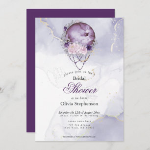 Invitación Boho Bridal Shower Amethyst Maroon Full Moon
