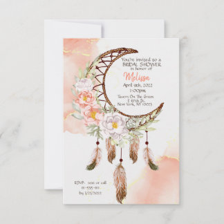 Invitación Boho Bridal Shower Invite presentando un catcher d