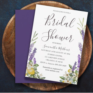 Invitación Boho Bridal Shower Lemon and Lavender Foliage Invi