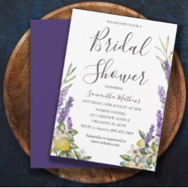 Invitación Boho Bridal Shower Lemon and Lavender Foliage Invi