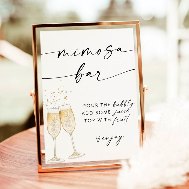Invitación Boho Bridal Shower Mimosa Bar Rótulo | Barra de bu (Subido por el creador)