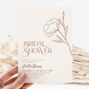 Invitación Boho Bridal Shower Minimal Terracotta Floral