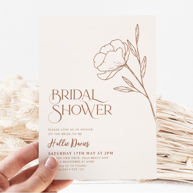 Invitación Boho Bridal Shower Minimal Terracotta Floral (Subido por el creador)