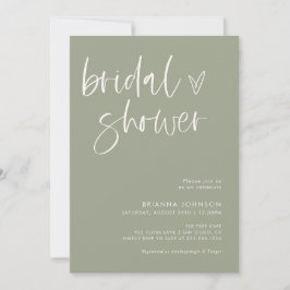Invitación Boho Bridal Shower | Noche verde sabia Minimalista