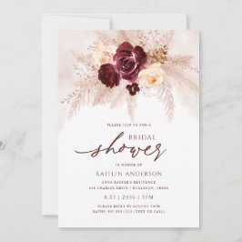 Invitación Boho Bridal Shower Rust Pampas Grass Rosa